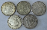 5 Mixed Date Morgan Dollars - 1885, 3 1921, 1921 S