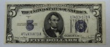 1934 D Five Dollar Blue Seal Silver Certificate