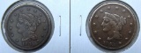 1843 Large Cent and 1845 Large Cent