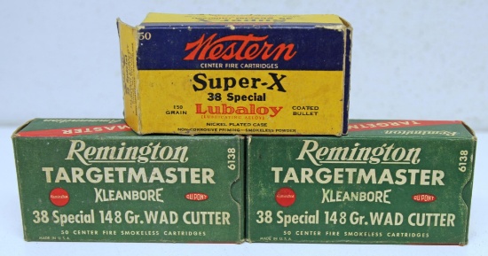 2 Full Vintage Boxes Remington Ammunition TargetMaster .38 Special 148 gr. Wad Cutters and Full