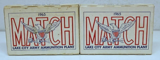 2 Full Vintage Boxes .30 Match 173 gr. Cartridges, Marked on Boxes "1965 Match Lake City Army