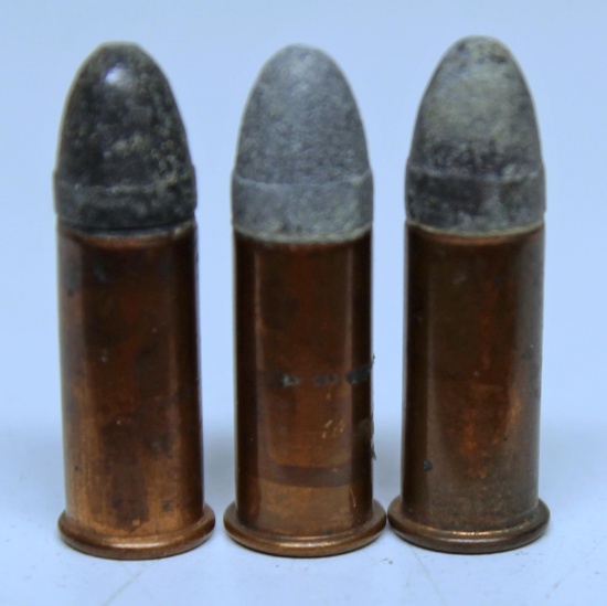 3 U.S. Cartridge Co. Ammunition .38 Long Rim Fire Collector Cartridges - 1 Raised U.S. Headstamp,