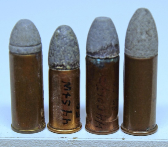 4 .44 Colt Schofield Collector Cartridges - 2 are Inside Primed