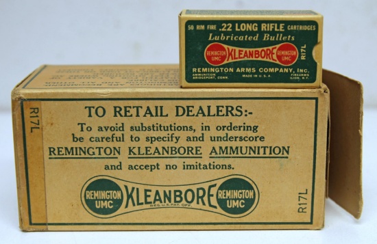 Full Vintage Brick Remington Ammunition Dog Bone Box .22 LR Cartridges, One End Flap is Broken