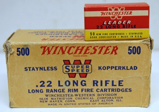 Full Brick Winchester Ammunition Super Speed .22 LR Cartridges, Damage to End Flaps on Brick Box