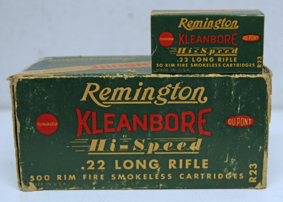 Full Vintage Brick Remington Ammunition Hi-Speed .22 LR Hollow Point Cartridges, Damage to End Flaps
