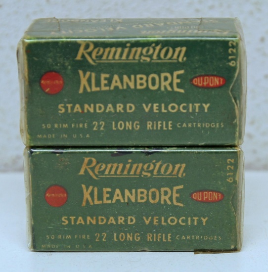 2 Full Vintage Boxes Remington Ammunition .22 LR Cartridges