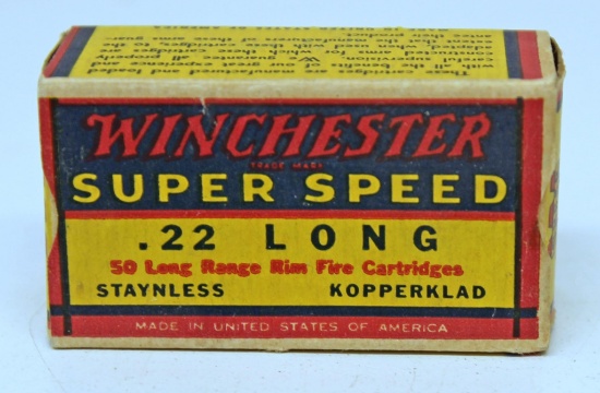 Full Vintage Box Winchester Ammunition Super Speed .22 Long Cartridges