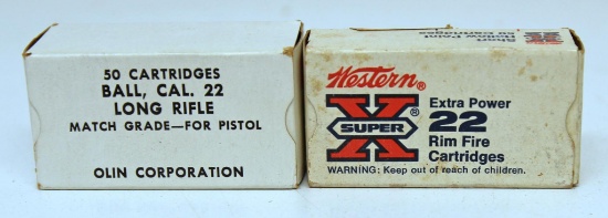 Full Vintage Box Olin Corporation Ammunition .22 LR Match Grade for Pistol and Full Vintage Box