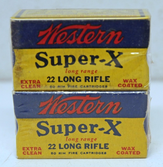 2 Full Vintage Boxes Western Ammunition Super-X .22 LR Cartridges