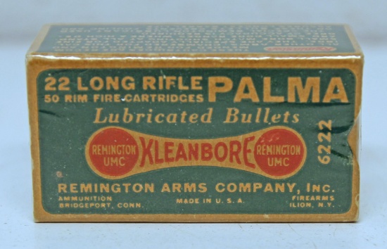 Full Vintage Box Remington Ammunition Dog Bone Box Palma .22 LR Cartridges