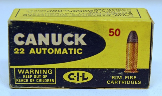 Full Vintage Box C-I-L Ammunition Canuck .22 Automatic Cartridges