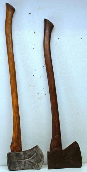 2 Vintage Plumb Axes - Painted or Stained one 31" Handle, Other 35" Handle
