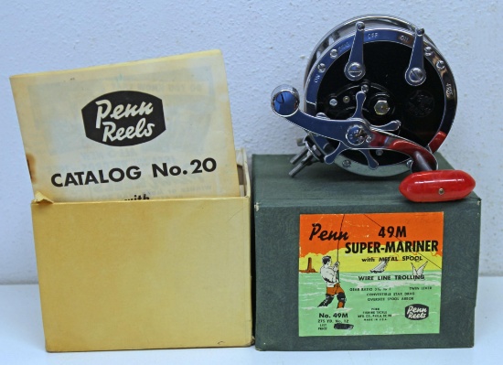 Vintage Penn 49M Super-Mariner Fishing Reel in Original Box