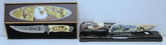 Collector Knife in Presentation Box Featuring American Eagle, Knife 11" Overall and Wolf Collector