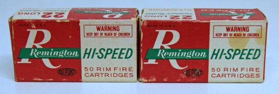 2 Full Vintage Boxes Remington Ammunition .22 Long Cartridges