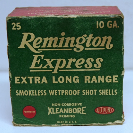 Full Vintage Box Remington Ammunition Express Extra Long Range 10 Ga. 2 7/8" 6 Shot Shotshells