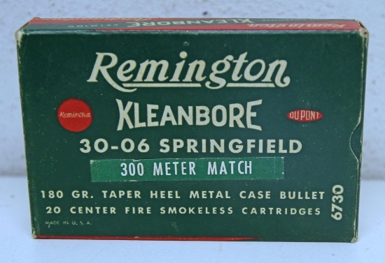 Full Vintage Box Remington Ammunition .30-06 Springfield 300 Meter Match 180 gr. Taper Heel
