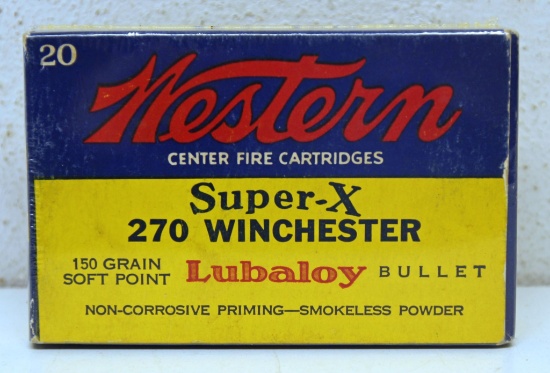Full Vintage Box Western Super-X Ammunition .270 Winchester 150 gr. SP Cartridges