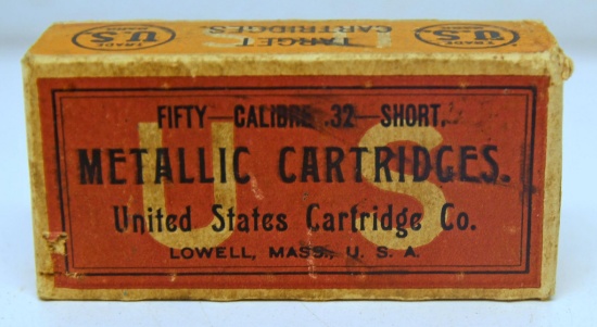 Full Vintage Box U.S. Cartridge Co. Ammunition .32 Short Rim Fire Cartridges