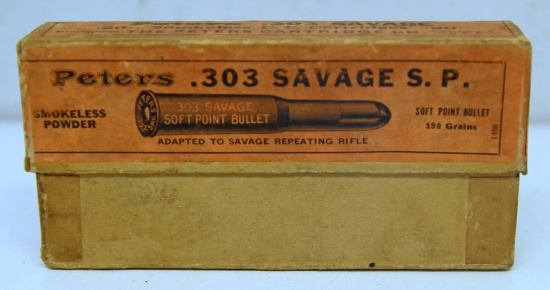 Full Vintage Two Piece Box Peters Ammunition .303 Savage Cartridges