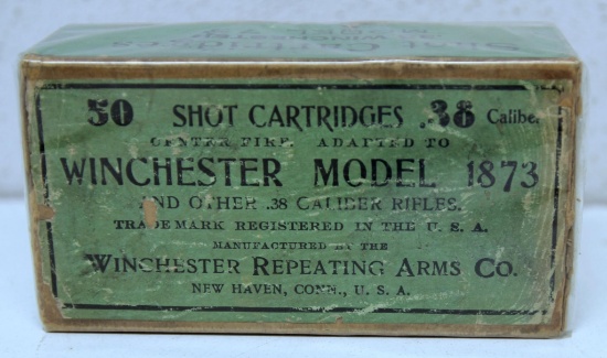 Full Vintage Two Piece Box Winchester Ammunition .38 Cal. Shot Cartridges for Winchester Model 1873