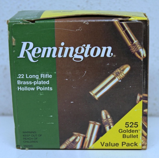 Full Box Remington Ammunition 525 Round Golden Bullet Pack .22 LR Hollow Point Cartridges