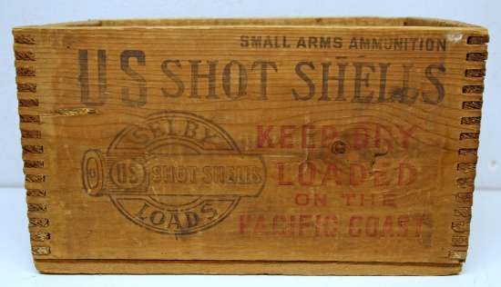 U.S. Cartridge Co. Ammunition U.S. Shotshells Selby Loads Wooden Shotshell Ammo Box