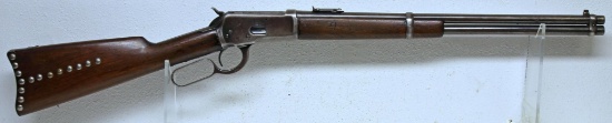 Winchester Model 1892 .44 WCF Saddle Ring Carbine Lever Action Rifle Right Side of Stock Decorated