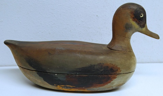 Old Wood Two Piece Duck Decoy, Neck has been broken