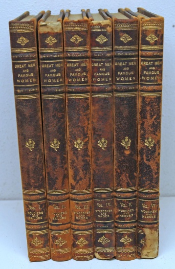 VI Volume Set "Great Men and Famous Women" Copyright 1894 by Selmar Hess, Volume I thru Volume VI