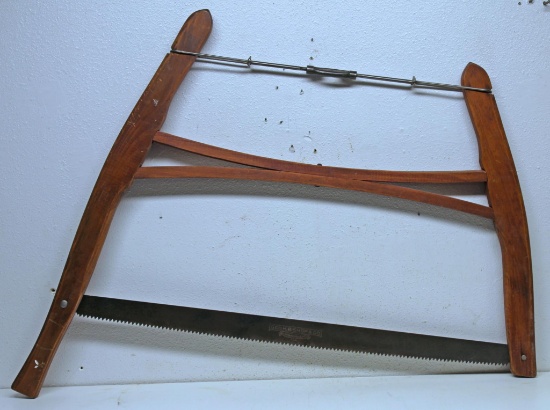 Vintage Tools Small Buck Saw Marked on Wood Wm Enders Oak Leaf St. Louis USA, 28" Blade Marked GEO.