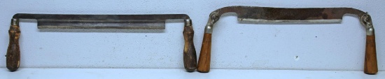 Vintage Tools 2 Old Draw Knives - 1 Adjustable Handles