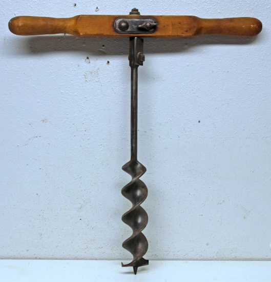 Vintage Tools Old Hand Tool Auger Bit, Handle 18" Wide, Handle to End of Bit 17", Bit 2" in Diameter