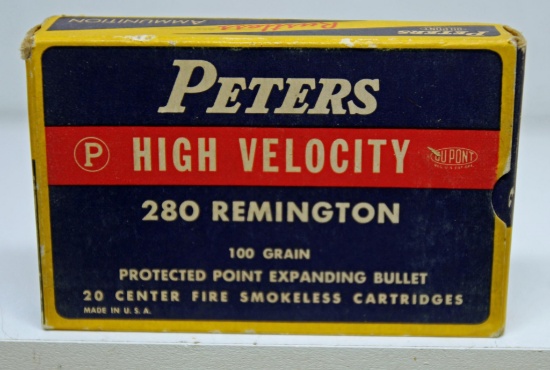 Full Vintage Box Peters Ammunition .280 Remington 100 gr. Cartridges