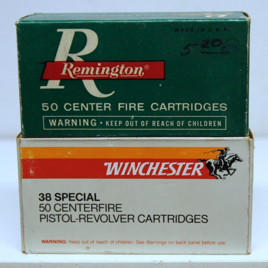 One Full Box Remington Ammunition and One Full Box Winchester .38 Special 158 gr. Cartridges