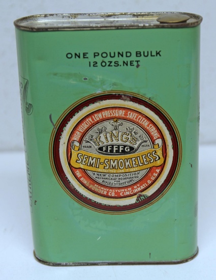 The King Powder Co. Semi-Smokeless Powder for Rifles and Shotguns Tin, There is an Old Paper Label