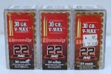 3 Full Boxes Hornady Ammunition .22 Mag. 30 gr. V-Max Cartridges