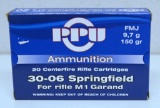 Full Box PPU Ammunition .30-06 Springfield 150 gr. Cartridges
