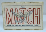 Full Box .30 Match 173 gr. Cartridges, Box Marked Lake City Army Ammunition Plant 1965 Match, Box