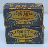 2 Full Vintage NRA Boxes U.S. Cartridge Co. Ammunition .22 NRA LR Cartridges