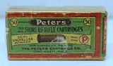 Full Vintage Sealed Two Piece Box Peters Ammunition .22 Short Cartridges