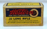 Full Vintage Box Western Ammunition .22 LR 1945 Army Lot Cartridges