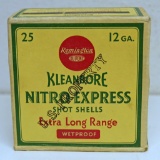 Full Vintage Box Remington Ammunition Stamped U.S. Property Nitro Express Extra Long Range 12 Ga.