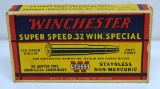 Full Vintage Box Winchester Ammunition Super Speed .32 Win. Special 170 gr. Soft Point Cartridges