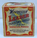 Partial Vintage Two Piece Box 16 Winchester Leader Ammunition 20 Ga. Paper Shotshells