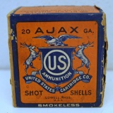 Full Vintage Two Piece Box U.S. Cartridge Co. Ammunition Ajax The Black Shells 20 Ga. Paper