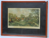 Old Framed Print Herring's Fox-Hunting Scenes Titled 