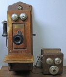 The B-R Electric and Telephone Mfg. Co. K-C Telephone Oak Wall Telephone and Small Partial Oak Wall