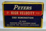 Full Vintage Box Peters Ammunition .280 Remington 100 gr. Cartridges